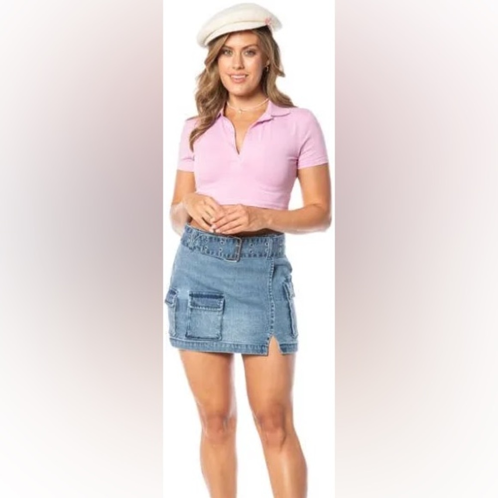 Juicy Couture Blue Mini Cargo Skirt with Slit